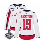 Women's Adidas Washington Capitals #19 Nicklas Backstrom Authentic White Away 2018 Stanley Cup Final NHL Jersey