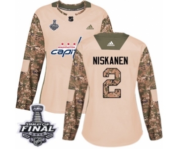 Women's Adidas Washington Capitals #2 Matt Niskanen Authentic Camo Veterans Day Practice 2018 Stanley Cup Final NHL Jersey