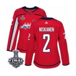 Women's Adidas Washington Capitals #2 Matt Niskanen Authentic Red Home 2018 Stanley Cup Final NHL Jersey