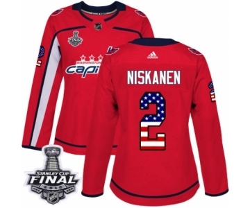 Women's Adidas Washington Capitals #2 Matt Niskanen Authentic Red USA Flag Fashion 2018 Stanley Cup Final NHL Jersey