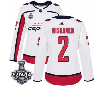 Women's Adidas Washington Capitals #2 Matt Niskanen Authentic White Away 2018 Stanley Cup Final NHL Jersey