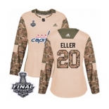 Women's Adidas Washington Capitals #20 Lars Eller Authentic Camo Veterans Day Practice 2018 Stanley Cup Final NHL Jersey