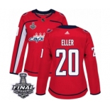 Women's Adidas Washington Capitals #20 Lars Eller Authentic Red Home 2018 Stanley Cup Final NHL Jersey