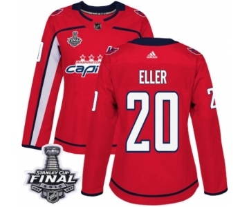 Women's Adidas Washington Capitals #20 Lars Eller Authentic Red Home 2018 Stanley Cup Final NHL Jersey