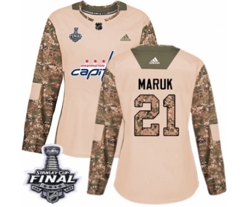 Women's Adidas Washington Capitals #21 Dennis Maruk Authentic Camo Veterans Day Practice 2018 Stanley Cup Final NHL Jersey