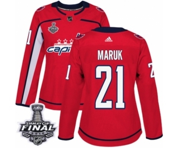 Women's Adidas Washington Capitals #21 Dennis Maruk Authentic Red Home 2018 Stanley Cup Final NHL Jersey