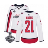 Women's Adidas Washington Capitals #21 Dennis Maruk Authentic White Away 2018 Stanley Cup Final NHL Jersey