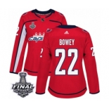 Women's Adidas Washington Capitals #22 Madison Bowey Authentic Red Home 2018 Stanley Cup Final NHL Jersey