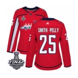 Women's Adidas Washington Capitals #25 Devante Smith-Pelly Authentic Red Home 2018 Stanley Cup Final NHL Jersey