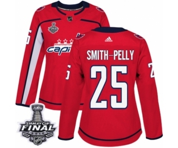 Women's Adidas Washington Capitals #25 Devante Smith-Pelly Authentic Red Home 2018 Stanley Cup Final NHL Jersey