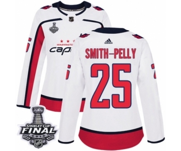 Women's Adidas Washington Capitals #25 Devante Smith-Pelly Authentic White Away 2018 Stanley Cup Final NHL Jersey