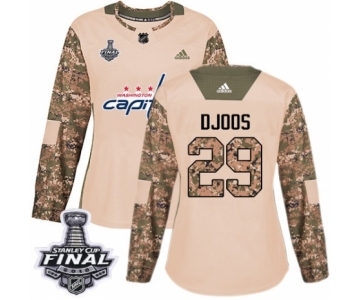 Women's Adidas Washington Capitals #29 Christian Djoos Authentic Camo Veterans Day Practice 2018 Stanley Cup Final NHL Jersey