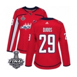 Women's Adidas Washington Capitals #29 Christian Djoos Authentic Red Home 2018 Stanley Cup Final NHL Jersey