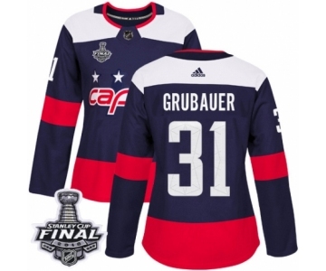 Women's Adidas Washington Capitals #31 Philipp Grubauer Authentic Navy Blue 2018 Stadium Series 2018 Stanley Cup Final NHL Jersey