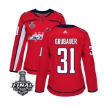 Women's Adidas Washington Capitals #31 Philipp Grubauer Authentic Red Home 2018 Stanley Cup Final NHL Jersey