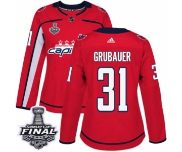 Women's Adidas Washington Capitals #31 Philipp Grubauer Authentic Red Home 2018 Stanley Cup Final NHL Jersey