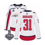 Women's Adidas Washington Capitals #31 Philipp Grubauer Authentic White Away 2018 Stanley Cup Final NHL Jersey