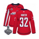 Women's Adidas Washington Capitals #32 Dale Hunter Authentic Red Home 2018 Stanley Cup Final NHL Jersey