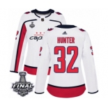 Women's Adidas Washington Capitals #32 Dale Hunter Authentic White Away 2018 Stanley Cup Final NHL Jersey