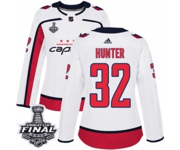 Women's Adidas Washington Capitals #32 Dale Hunter Authentic White Away 2018 Stanley Cup Final NHL Jersey