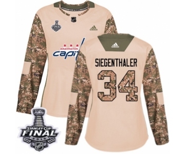 Women's Adidas Washington Capitals #34 Jonas Siegenthaler Authentic Camo Veterans Day Practice 2018 Stanley Cup Final NHL Jersey