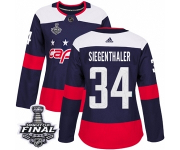 Women's Adidas Washington Capitals #34 Jonas Siegenthaler Authentic Navy Blue 2018 Stadium Series 2018 Stanley Cup Final NHL Jersey