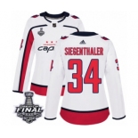 Women's Adidas Washington Capitals #34 Jonas Siegenthaler Authentic White Away 2018 Stanley Cup Final NHL Jersey