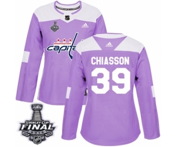 Women's Adidas Washington Capitals #39 Alex Chiasson Authentic Purple Fights Cancer Practice 2018 Stanley Cup Final NHL Jersey