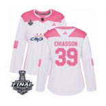 Women's Adidas Washington Capitals #39 Alex Chiasson Authentic White Pink Fashion 2018 Stanley Cup Final NHL Jersey