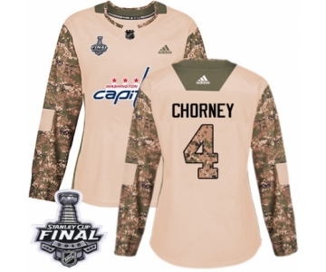 Women's Adidas Washington Capitals #4 Taylor Chorney Authentic Camo Veterans Day Practice 2018 Stanley Cup Final NHL Jersey