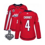 Women's Adidas Washington Capitals #4 Taylor Chorney Authentic Red Home 2018 Stanley Cup Final NHL Jersey