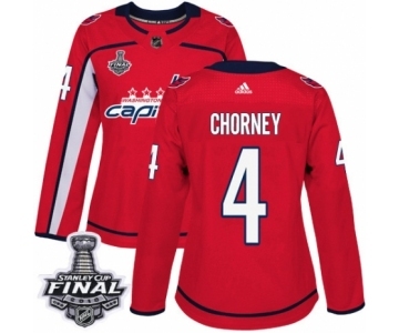 Women's Adidas Washington Capitals #4 Taylor Chorney Authentic Red Home 2018 Stanley Cup Final NHL Jersey