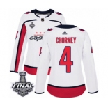 Women's Adidas Washington Capitals #4 Taylor Chorney Authentic White Away 2018 Stanley Cup Final NHL Jersey