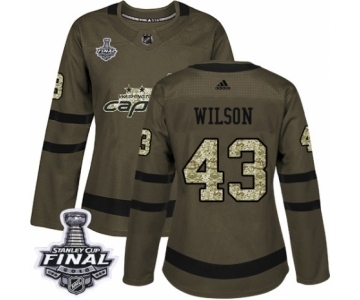 Women's Adidas Washington Capitals #43 Tom Wilson Authentic Green Salute to Service 2018 Stanley Cup Final NHL Jersey