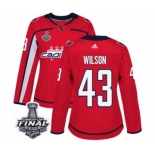 Women's Adidas Washington Capitals #43 Tom Wilson Authentic Red Home 2018 Stanley Cup Final NHL Jersey