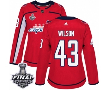 Women's Adidas Washington Capitals #43 Tom Wilson Authentic Red Home 2018 Stanley Cup Final NHL Jersey