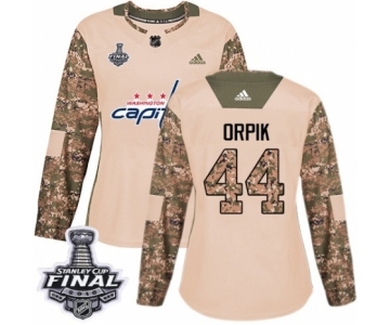 Women's Adidas Washington Capitals #44 Brooks Orpik Authentic Camo Veterans Day Practice 2018 Stanley Cup Final NHL Jersey