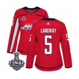 Women's Adidas Washington Capitals #5 Rod Langway Authentic Red Home 2018 Stanley Cup Final NHL Jersey