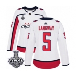 Women's Adidas Washington Capitals #5 Rod Langway Authentic White Away 2018 Stanley Cup Final NHL Jersey