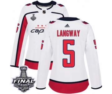 Women's Adidas Washington Capitals #5 Rod Langway Authentic White Away 2018 Stanley Cup Final NHL Jersey