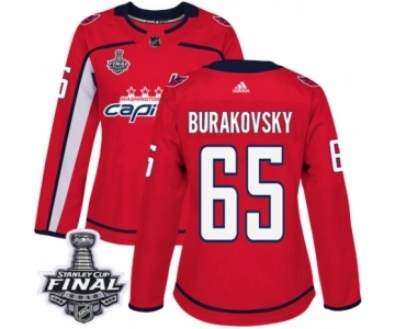 Women's Adidas Washington Capitals #65 Andre Burakovsky Authentic Red Home 2018 Stanley Cup Final NHL Jersey