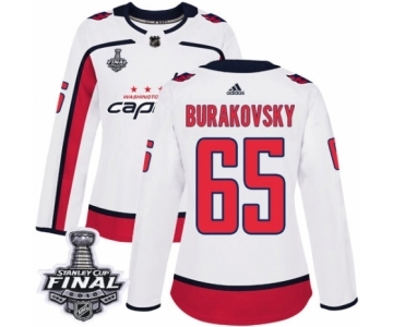 Women's Adidas Washington Capitals #65 Andre Burakovsky Authentic White Away 2018 Stanley Cup Final NHL Jersey