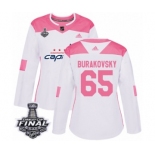 Women's Adidas Washington Capitals #65 Andre Burakovsky Authentic White Pink Fashion 2018 Stanley Cup Final NHL Jersey