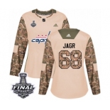 Women's Adidas Washington Capitals #68 Jaromir Jagr Authentic Camo Veterans Day Practice 2018 Stanley Cup Final NHL Jersey