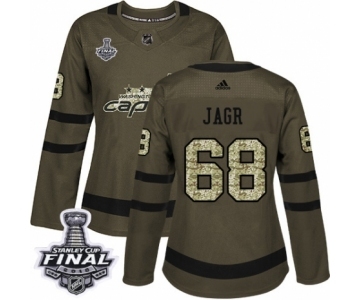 Women's Adidas Washington Capitals #68 Jaromir Jagr Authentic Green Salute to Service 2018 Stanley Cup Final NHL Jersey