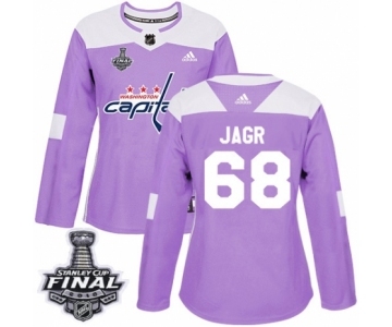 Women's Adidas Washington Capitals #68 Jaromir Jagr Authentic Purple Fights Cancer Practice 2018 Stanley Cup Final NHL Jersey