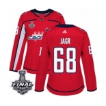 Women's Adidas Washington Capitals #68 Jaromir Jagr Authentic Red Home 2018 Stanley Cup Final NHL Jersey