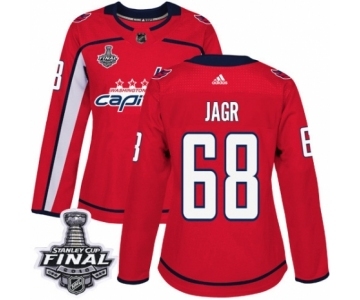 Women's Adidas Washington Capitals #68 Jaromir Jagr Authentic Red Home 2018 Stanley Cup Final NHL Jersey