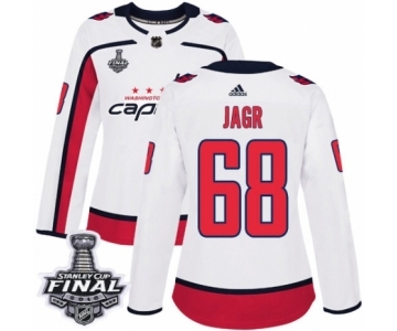 Women's Adidas Washington Capitals #68 Jaromir Jagr Authentic White Away 2018 Stanley Cup Final NHL Jersey