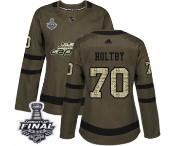 Women's Adidas Washington Capitals #70 Braden Holtby Authentic Green Salute to Service 2018 Stanley Cup Final NHL Jersey